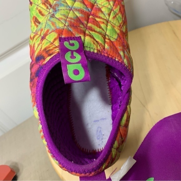 Nike acg Chunky Sneakers Men Sz 9.5 Tie-Dye Purple Green Slip on Shoes cw2463 - Picture 13 of 16